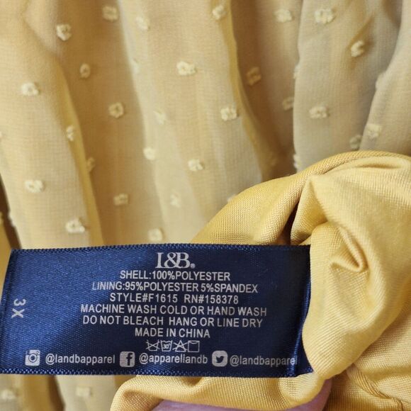 L & B Lucky & Blessed Off Shoulder Sleeve Top 3X Gold‎ Swiss Dot Fairy Core Boho - Picture 9 of 14